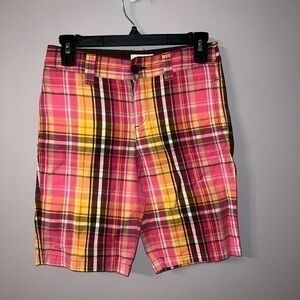 Cherokee Large  10/12 pink plaid brown and yellow shorts kids